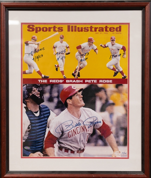 Pete Rose The Reds Brash Pete Rose Autographed and Inscribed Framed Photo and Bob Knight Autographed Photo (Steiner and Tri-Star COAs)