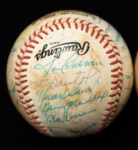 Lot of (3) Phillies Multi Autographed Baseballs w. Carlton, Rose, Daulton, and Many Others (JSA Auction Letter)
