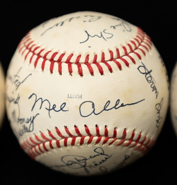 Lot of (3) Multi Signed Baseballs w. Dick Allen, Richie Ashburn, Bob Uecker, and Many More (JSA Auction Letter)