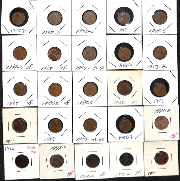 Lot of (75) Assorted Lincoln Wheat & Memorial Pennies from 1909-2011 w. (3) 1909 VDBs