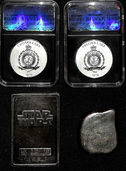 Lot of (4) Star Wars Related Silver Pieces - Over 10 oz of .999 Silver