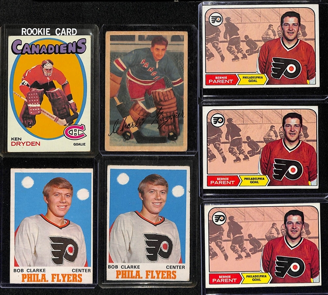 Lot of (23) Vintage Hockey Cards from 1953-1976 w. 1971 Topps Ken Dryden Rookie Card & (3) 1968 Bernie Parent Rookie Cards