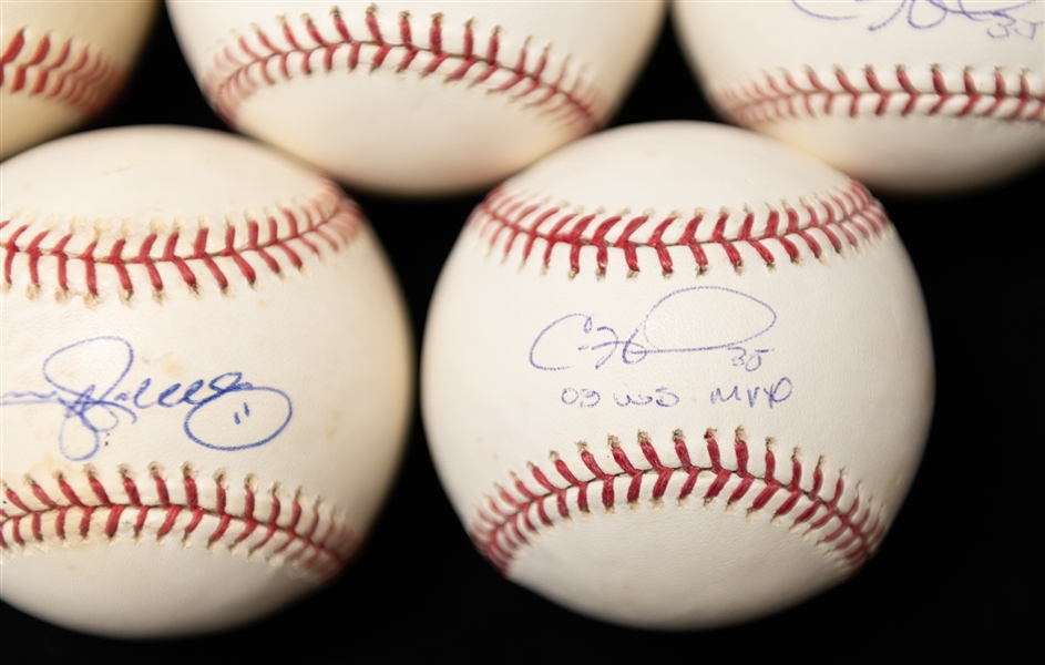 2008 Phillies Autographed Baseball Lot w. (2) Cole Hamels, (2) Ryan Howard, and Jimmy Rollins (JSA Auction Letter)