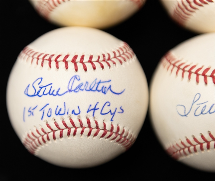 Lot of (4) Autographed Steve Carlton Baseballs (JSA Auction Letter)
