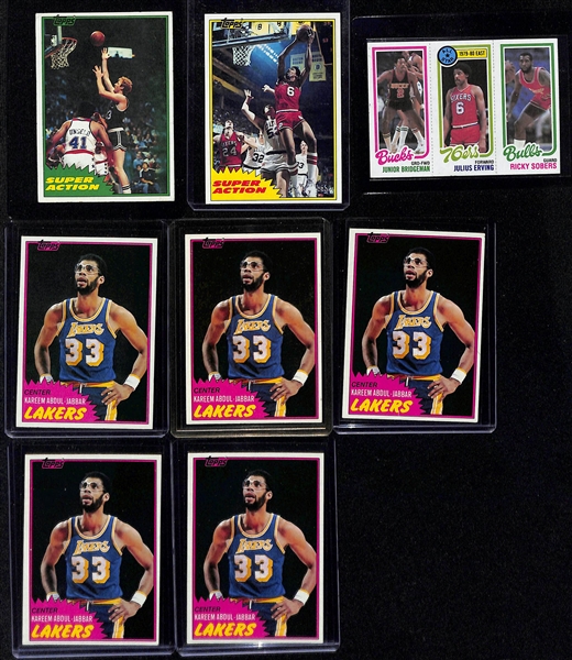 Lot of (22) Early 1980s Basketball Cards w. Larry Bird and Magic Johnson Rookies, Julius Erving, and Others
