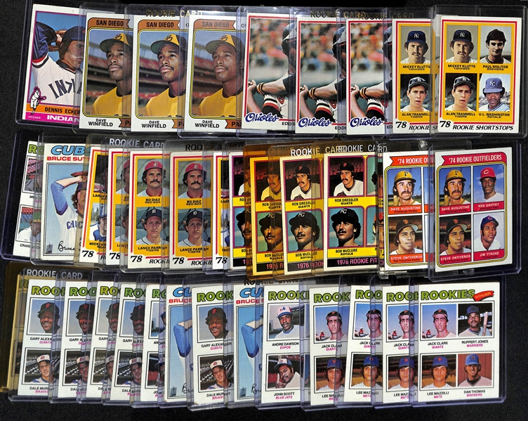 Lot of (35+) 1970s Topps Baseball Rookie Cards w. Molitor, Murray, Winfield, Eckersley and Others