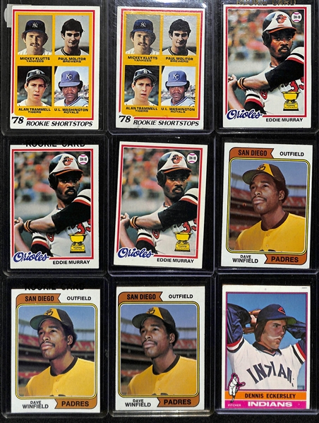 Lot of (35+) 1970s Topps Baseball Rookie Cards w. Molitor, Murray, Winfield, Eckersley and Others