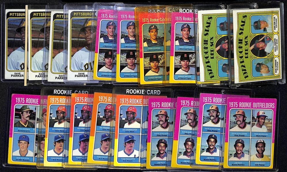 Lot of (19) 1970s Topps Baseball Rookies w. Fisk, Carter, Parker, and Others