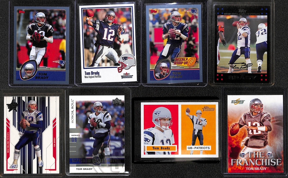 Lot of (26) Football Cards w. (17) Tom Brady, Dan Marino, and Other Stars