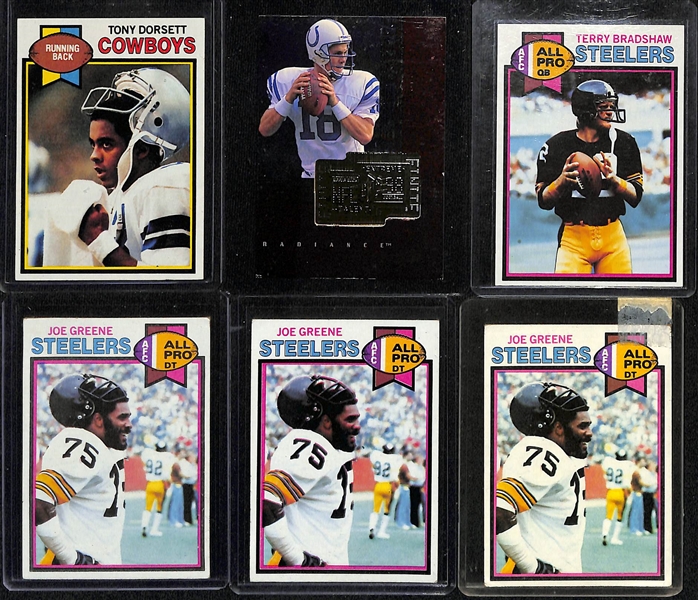 Lot of (44) Football Star & Rookie Cards from 1979-2008 w. 1979 Topps Tony Dorsett & 1998 UD SPx Peyton Manning