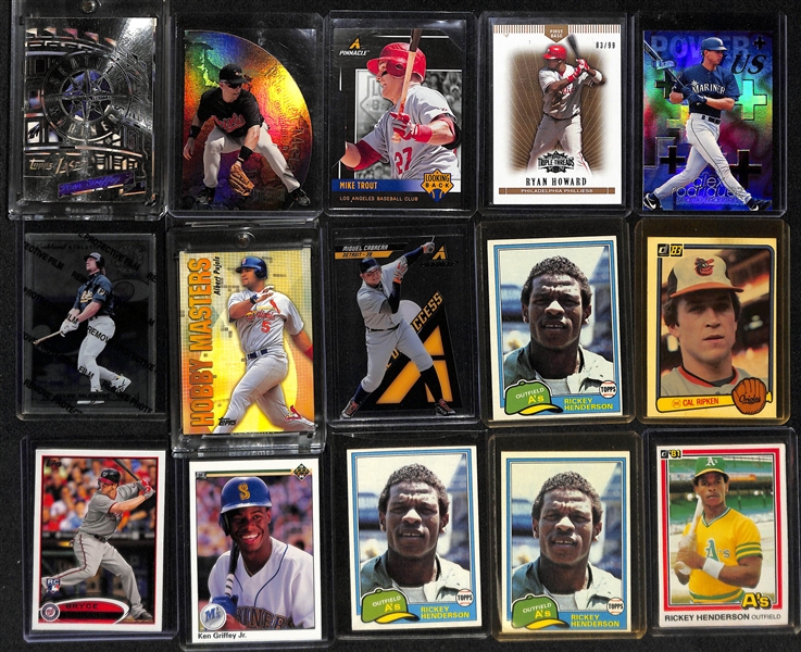 Huge Lot of (300+) Mostly Baseball Cards from 1970s to Present w. Trout, Griffey Jr., Ripken Jr., Schmidt and Many More 