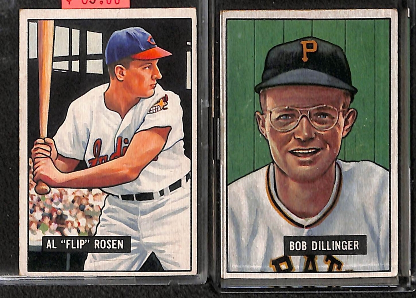 Lot of (6) 1950 and 1951 Bowman Baseball w. 1950 Enos Slaughter