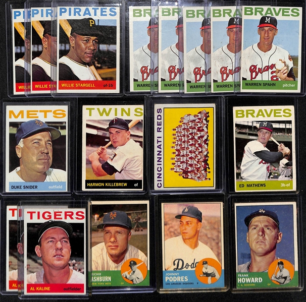 Lot of (20) 1960s Topps Baseball Cards w. 1964 Ernie Banks & Carl Yastrzemski