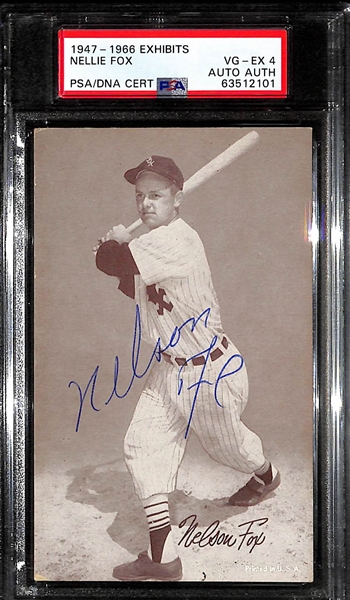 Nellie Fox Signed  1947-66 Exhibit Card (PSA/DNA Authenticated/Slabbed)