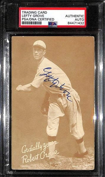 Lefty Grove Signed 1939-1946 Exhibits Salutations Card (PSA/DNA Authenticated/Slabbed)