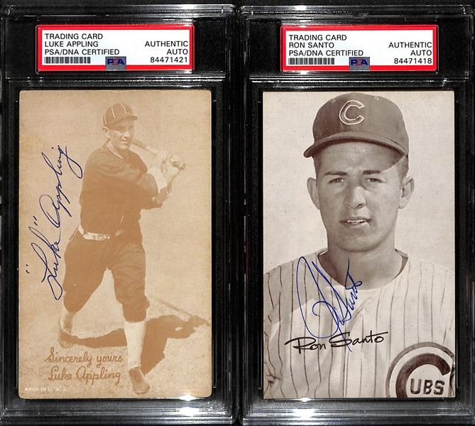 Ron Santo & Luke Appling Signed 1947-66 Exhibit Cards (PSA/DNA Authenticated/Slabbed)