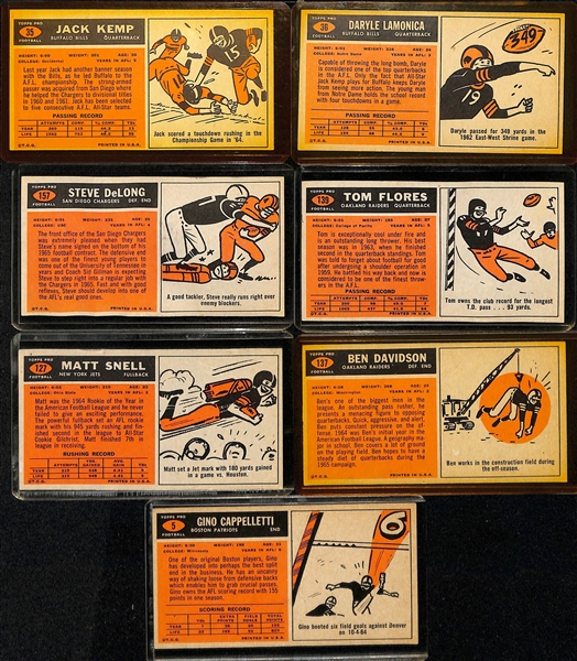Lot of (65+) 1960s Through 1980s Topps Football Cards w. (7) 1965 Topps w. Jack Kemp 