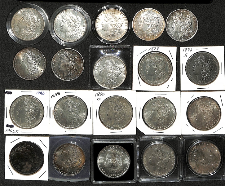 Lot of (20) Assorted Circulated Morgan Silver Dollars from 1878-1898