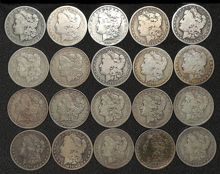 Lot of (20) Assorted Circulated Morgan Silver Dollars from 1878-1900