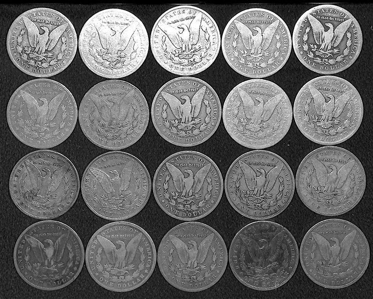 Lot of (20) Assorted Circulated Morgan Silver Dollars from 1878-1900