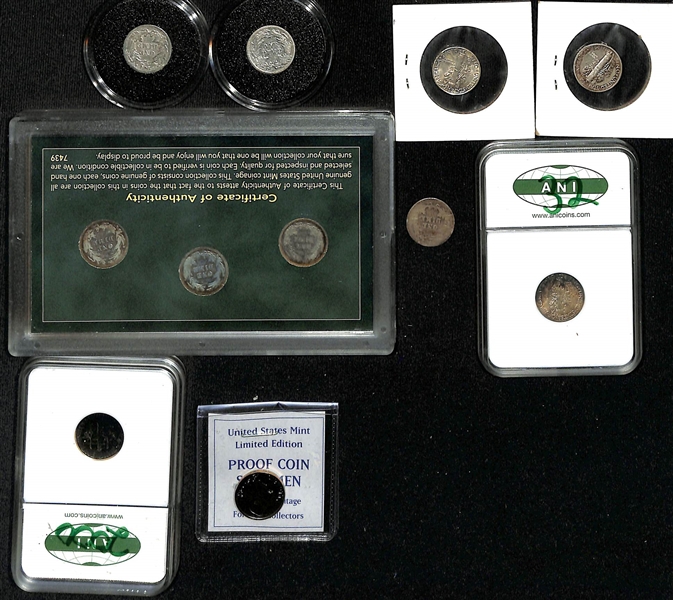 Lot of Silver Dimes - (2) Seated Liberty, (4) Barber, & Approx (100) Mercury w. 1944-S Mercury MS66