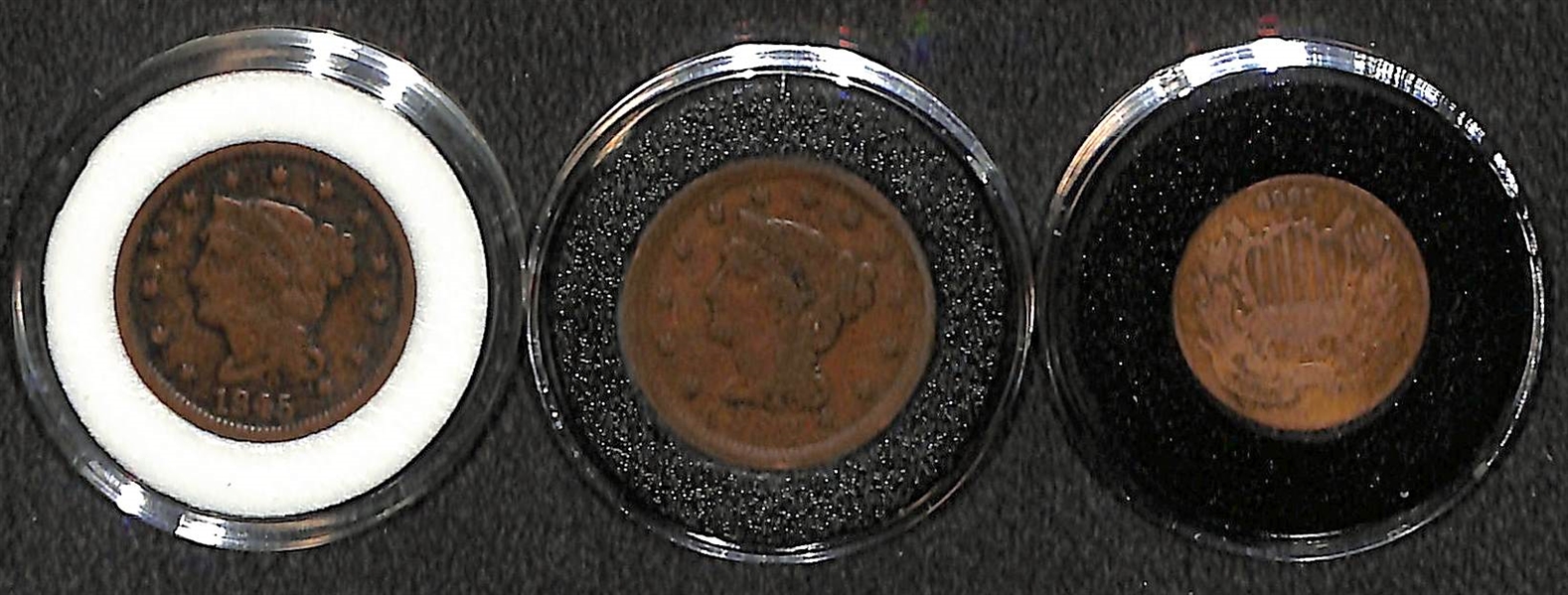 (2) Large Cent Pennies (1945 & 1952) and (1) 1869 2-Cent Coin