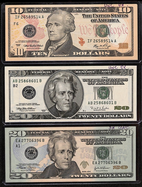 US Currency Lot - (3) US $5 Bills, (1) $10 Bill, (2) $20 Bills