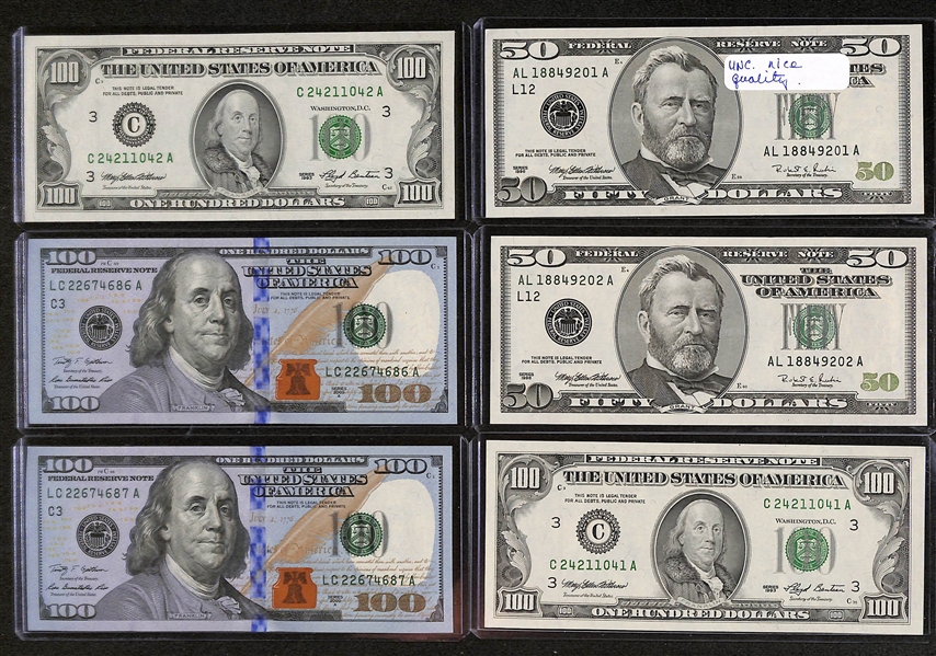 US Currency Lot - (2) $50 Bill, (4) $100 Bills