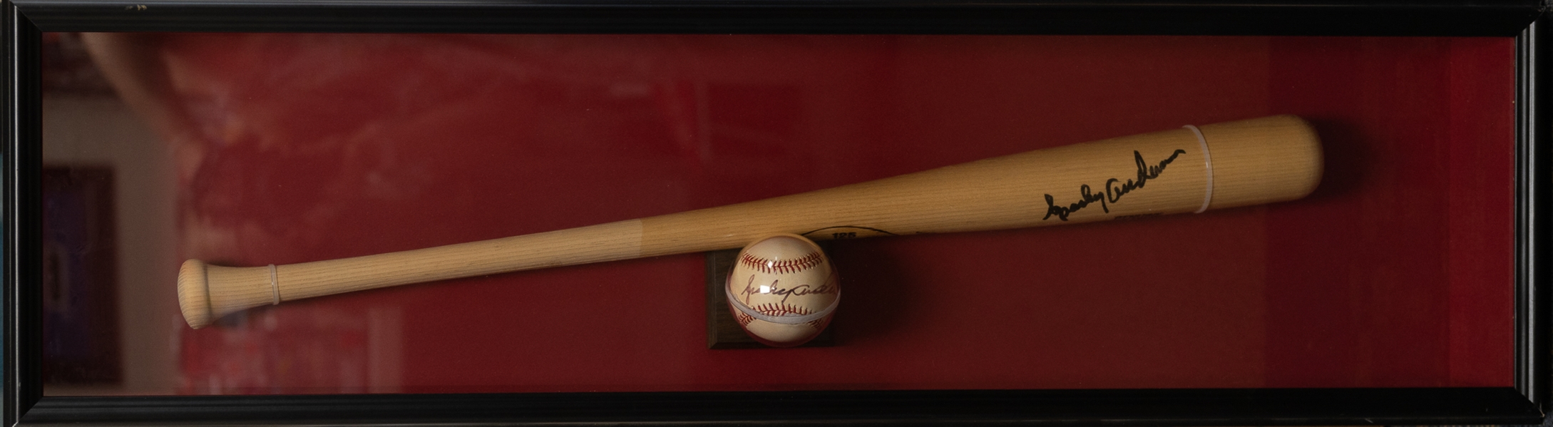 Sparky Anderson Autographed Louisville Slugger and Baseball Within Shadow Box