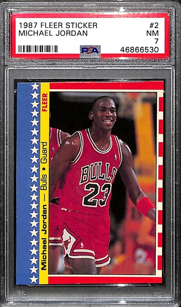 1987-88 Fleer Michael Jordan Sticker #2 Graded PSA 7 NM