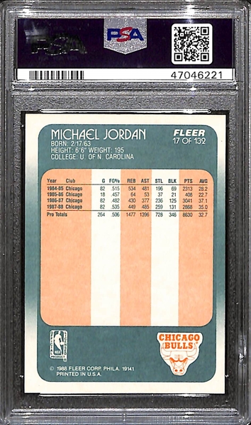 1988-89 Fleer Michael Jordan #17 Graded PSA 8 NM-MT