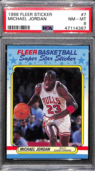1988-89 Fleer Michael Jordan Sticker #7 Graded PSA 8 NM-MT