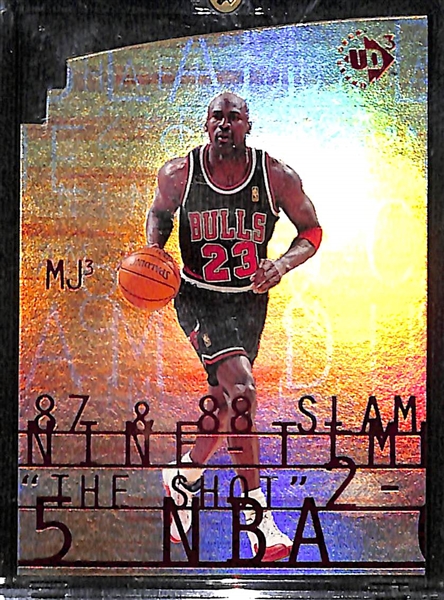2004-05 Ultimate Collection Michael Jordan #d /750, 1997-98 UD3 Die Cut and 1997-98 Metal Universe # 23