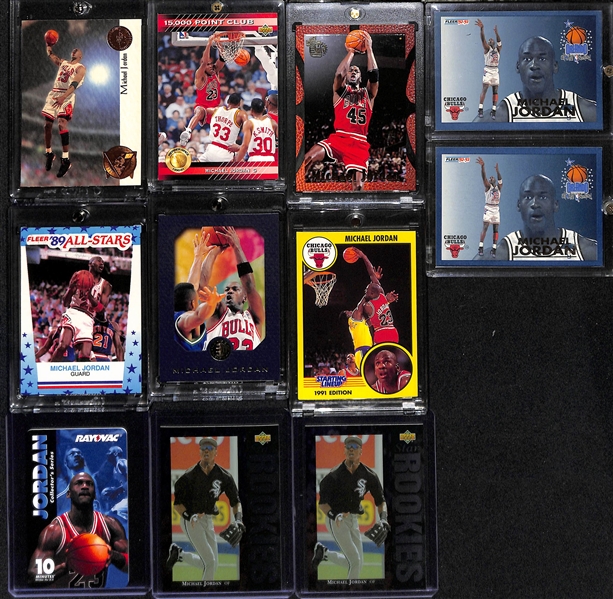 Lot (8) Michael Jordan Cards w. (2) 1992-93 Fleer All-Star Weekend, 1989-90 Fleer Sticker, and Others