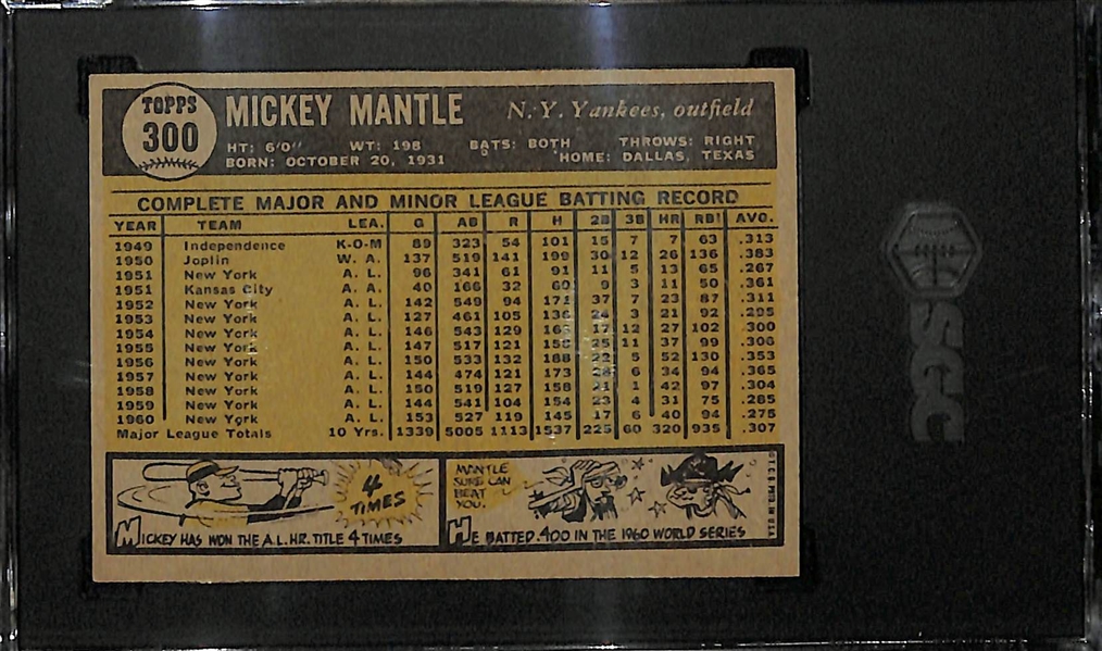 1961 Topps Mickey Mantle #300 Graded SGC 4 (VG-EX)