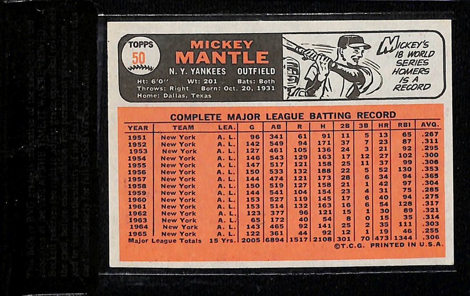 1966 Topps Mickey Mantle #50 Graded Beckett Raw Review BVG 5 (EX)