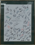 Framed 1996 Memorial Golf Autographed Display (22"x28" w. 70+ Autographs) w. Jack Nicklaus, Jim Furyk, Tom Watson, L. Watkins, D. Love, + (JSA Auction letter)