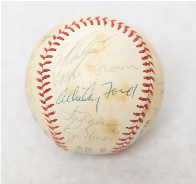 NY Yankees Old Timers Signed Baseball - 20 Signatures - w. Mantle, Maris, Berra, & Ford - JSA LOA