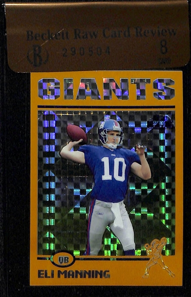 2004 Topps Chrome Eli Manning SP Rookie Cards - Black Refractor (#/100, BGS 8.5) & Gold Xfractor (#/279, BGS 8)