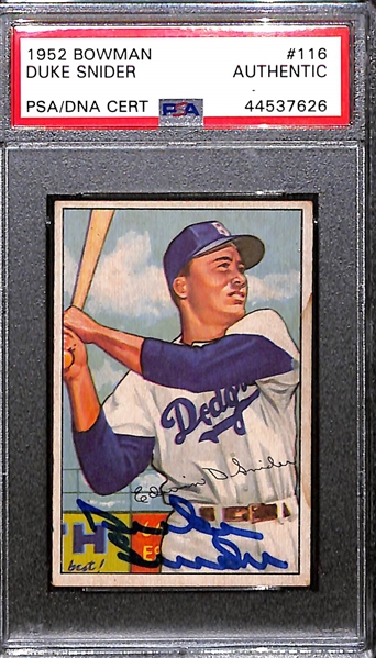 1952 Bowman Duke Snider #116 Autographed Baseball Card (PSA/DNA Certified)