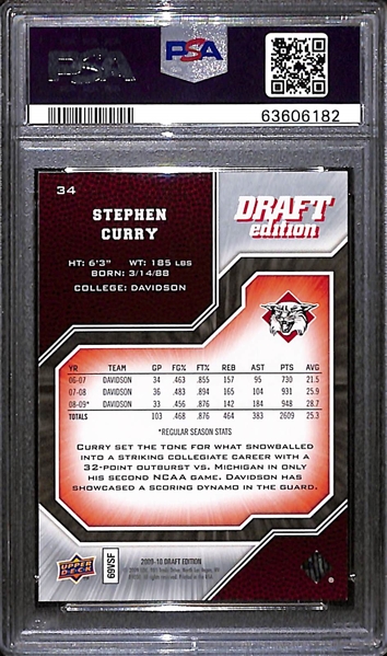 2009 Upper Deck UD Draft Edition Stephen Curry #34  Rookie Card PSA 8 NM-MT