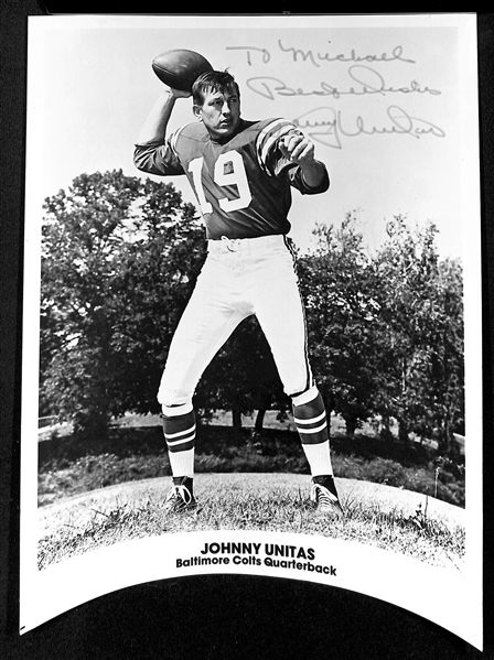 Lot of (9) Football & Basketball Signed Photos/Prints/Cuts w. (2) Johnny Unitas - JSA Auction Letter