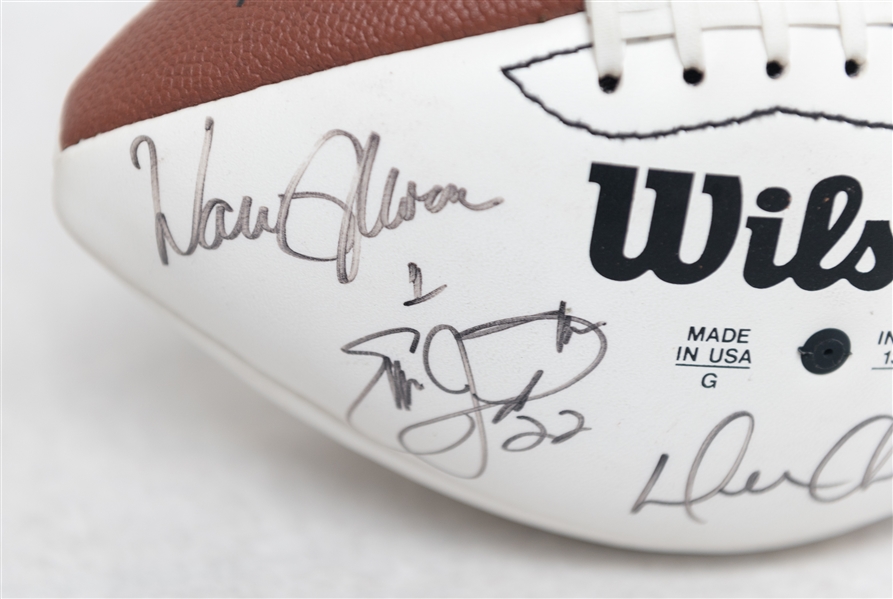 Wilson Panel Football Autographed by (15) w. Emmitt Smith, M. Allen, Young, Seau, Woodson, and Others (JSA Auction Letter)