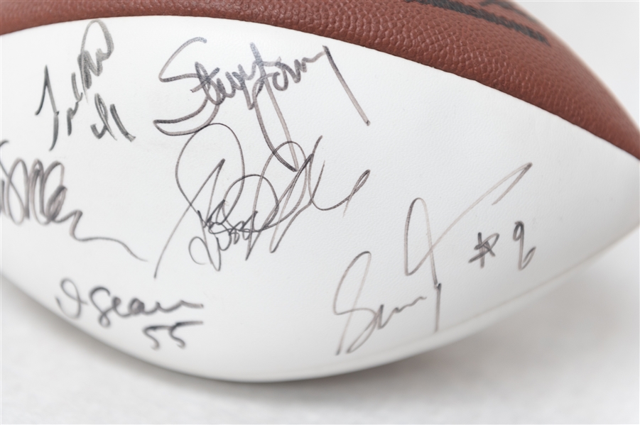 Wilson Panel Football Autographed by (15) w. Emmitt Smith, M. Allen, Young, Seau, Woodson, and Others (JSA Auction Letter)