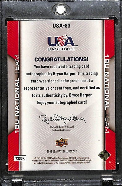 2009 Upper Deck Team USA Bryce Harper Autographed Rookie Card #USA-83