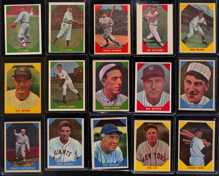Lot of (75+) 1960 Fleer Baseball Cards w. Babe Ruth PSA 5 & Jimmy Foxx PSA 7, and many other stars!
