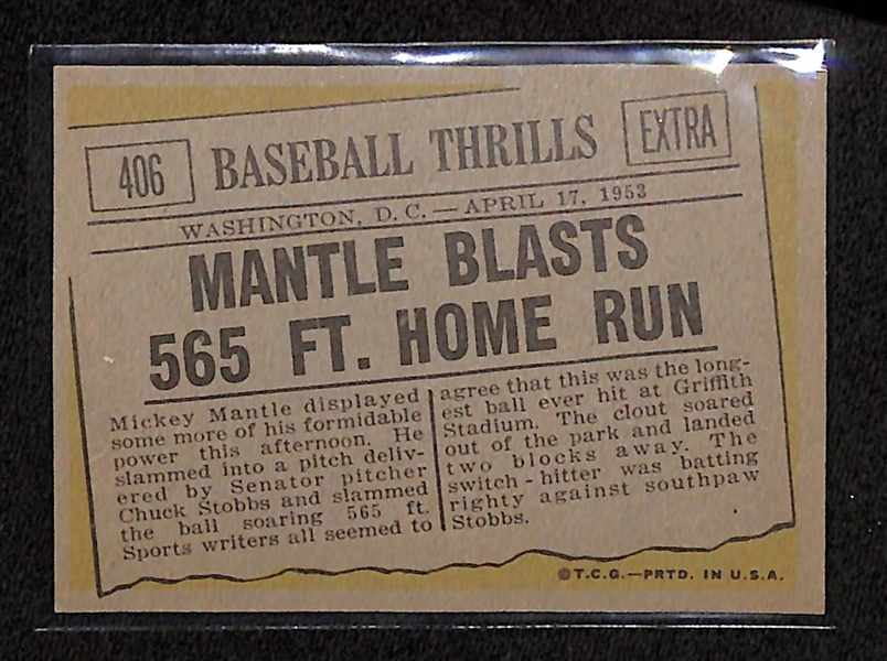 1961 Mantle Blasts 565' HR - Sharp Card - Relatively Pack Fresh 