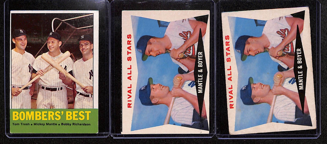 (3) Mickey Mantle Topps Cards - (2) 1960 Rival All Stars, and 1963 Bomber's Best