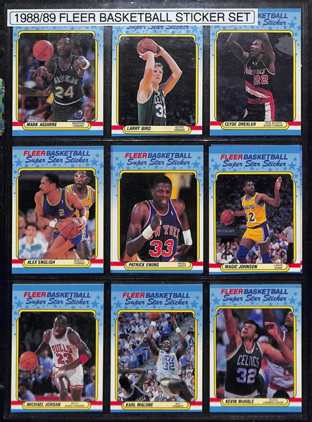 1988/89 Fleer Basketball Sticker Set w. Michael Jordan Sticker & 1982/83 Georgetown Hoya's Complete Set