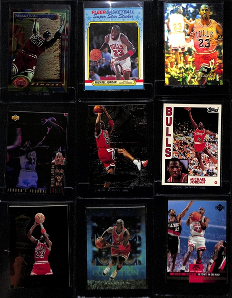 Lot of (9) Mostly 1990s Michael Jordan Cards w. 1993-94 Topps Finest